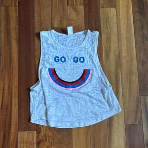 Zumba Sleeveless Graphic Tank Top - White with Blue and Pink Accents